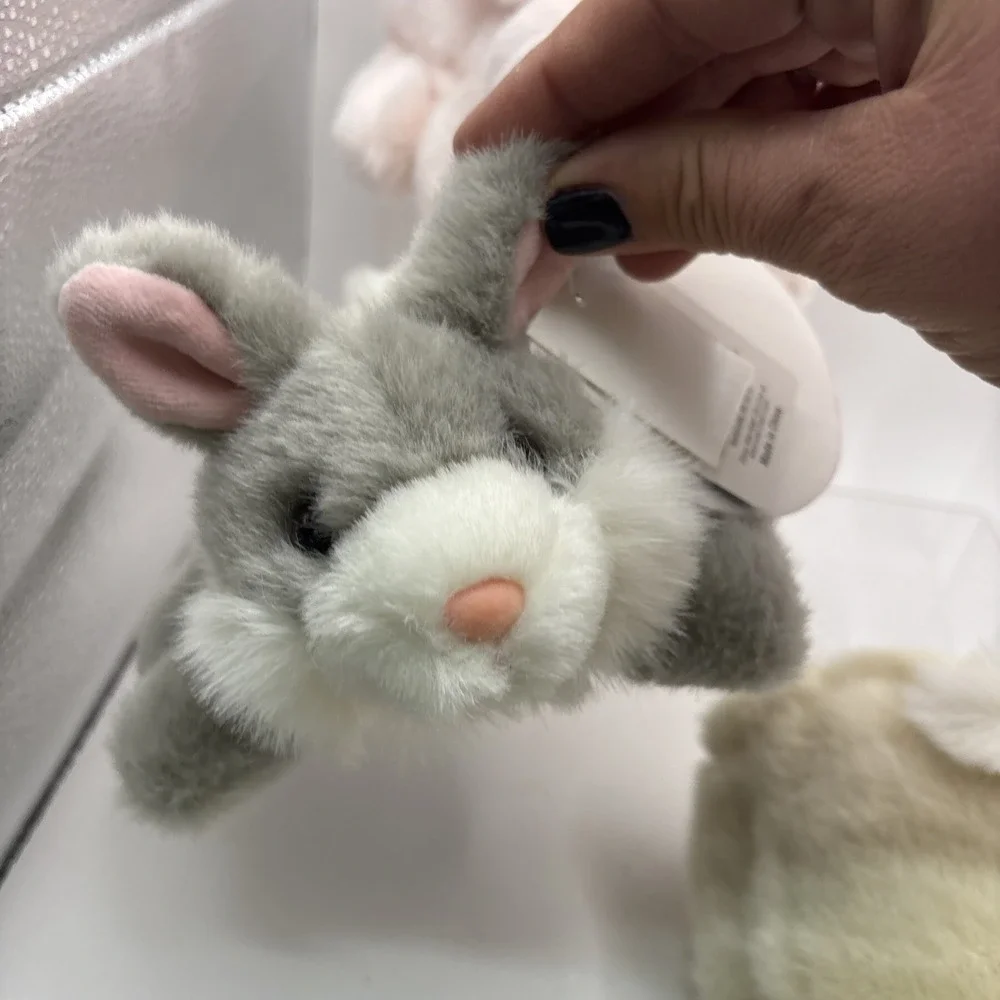 Lot of 3~Bunny Hand Puppets~Walmart~Cream/Gray and Pink~NWT